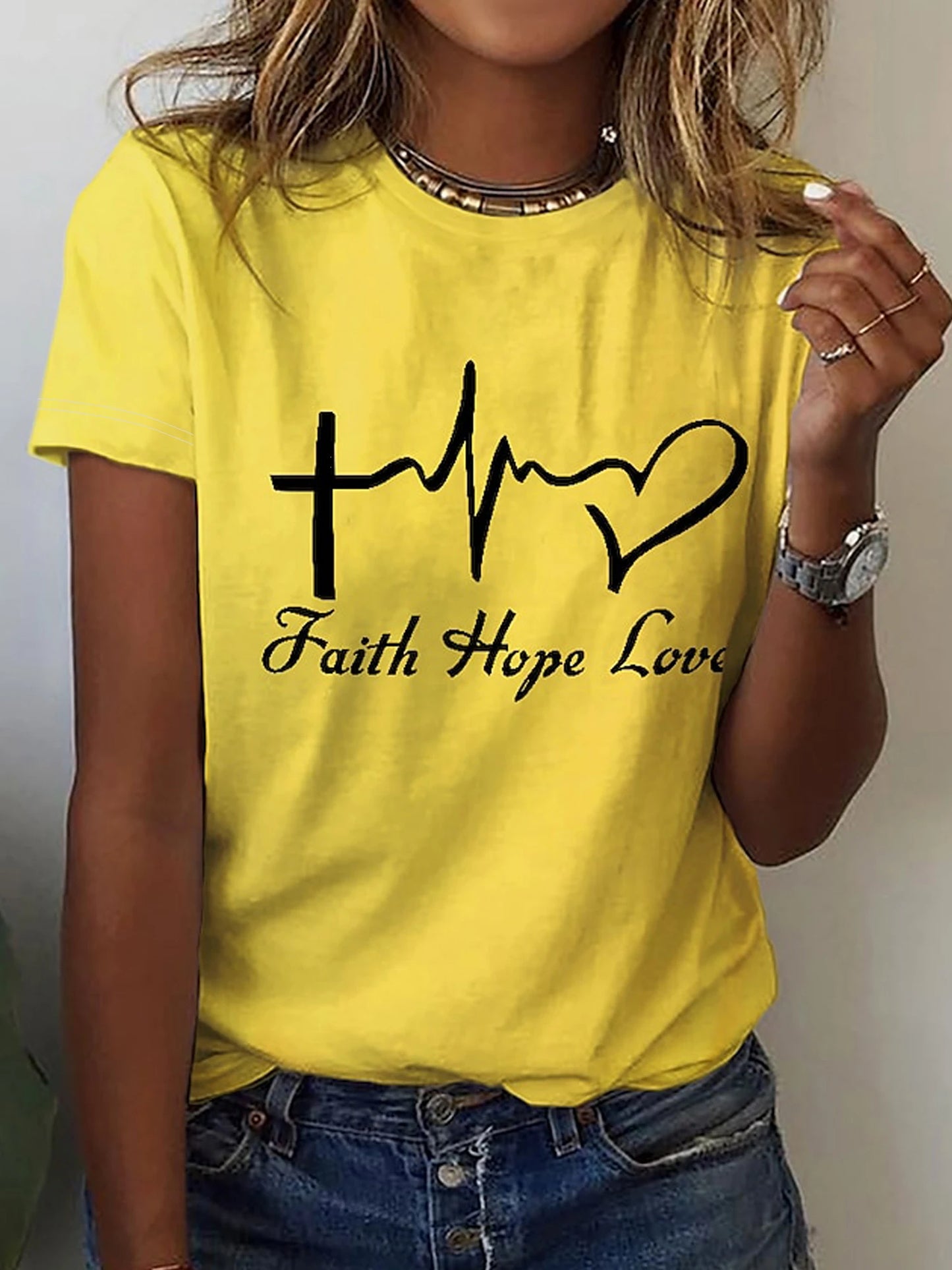 Letter Print T-shirt, Casual Crew Neck Short Sleeve Top for Spring & Summer, Women's Clothing