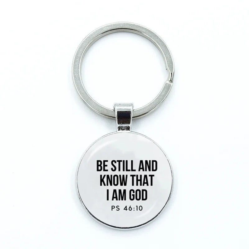 Bible Verse Key Chains Faith Keychain Glass Cabochon KeyRing Bag Car Scripture Quote Christian Key Chain Inspirational Jewelry