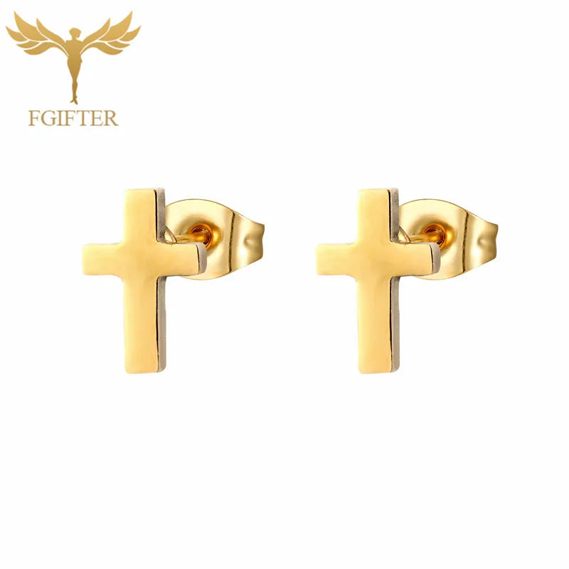 12 Pairs Pack Stainless Steel Earrings Set Cross Jesus Ear Studs Piercing Jewelry Wholesale Christian Catholicism Accessories