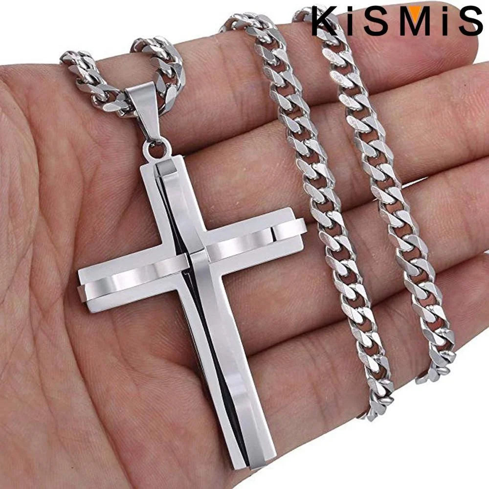 1PC Stainless Steel Cross Necklace Pendant Jewelry