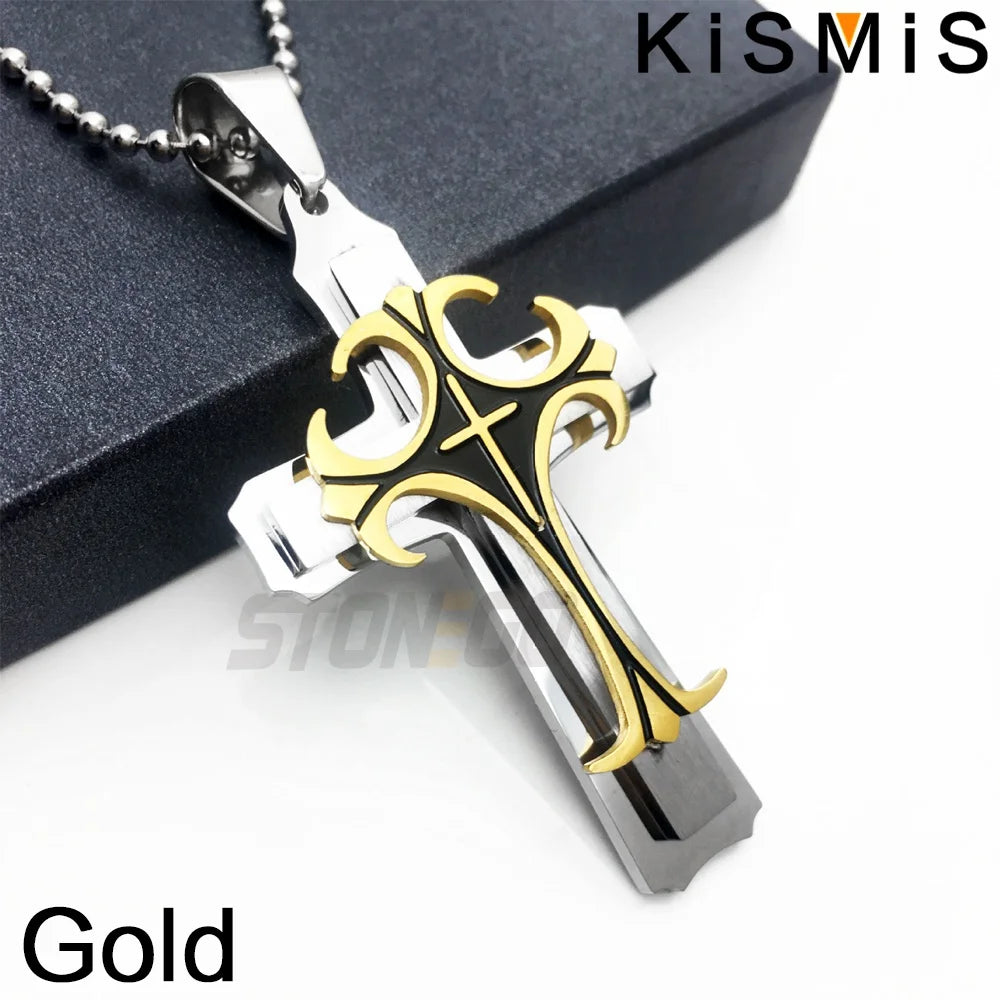 1PC Stainless Steel Cross Necklace Pendant Jewelry