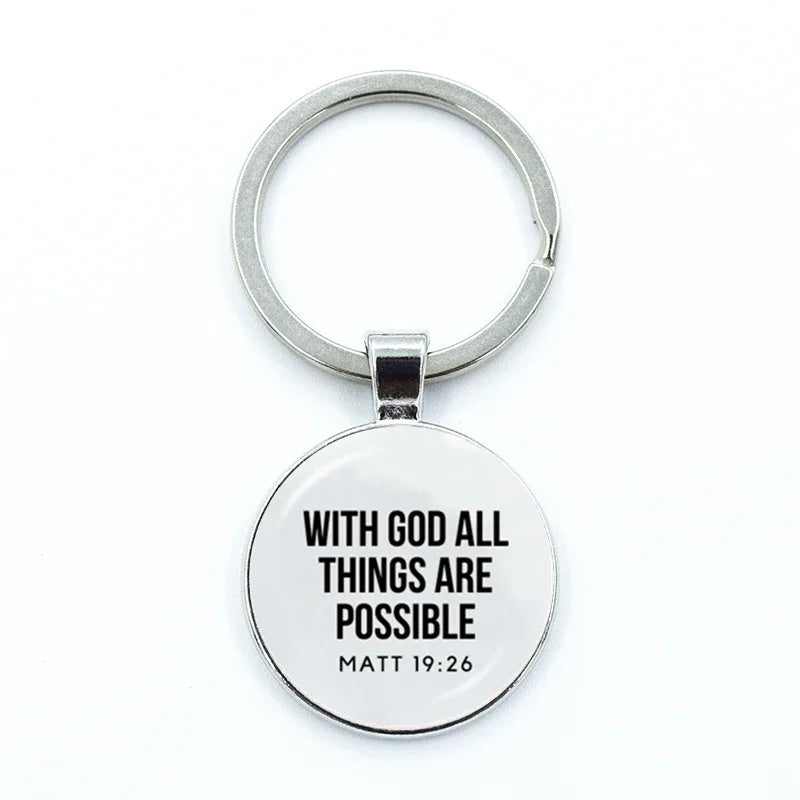 Bible Verse Key Chains Faith Keychain Glass Cabochon KeyRing Bag Car Scripture Quote Christian Key Chain Inspirational Jewelry