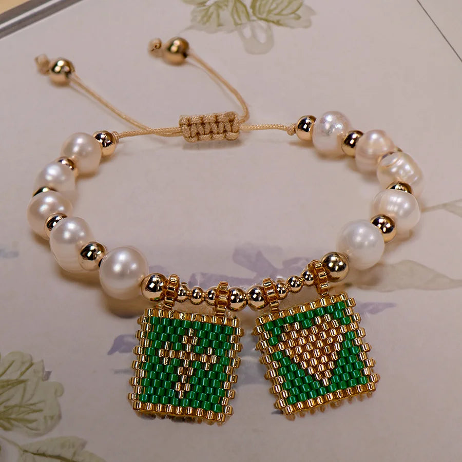 Woven Pearl Cross Heart Bracelet Beaded Miyuki Boho Christian Religious Charm Jewelry Womens 2025 um Fashion Love Blessing Gift