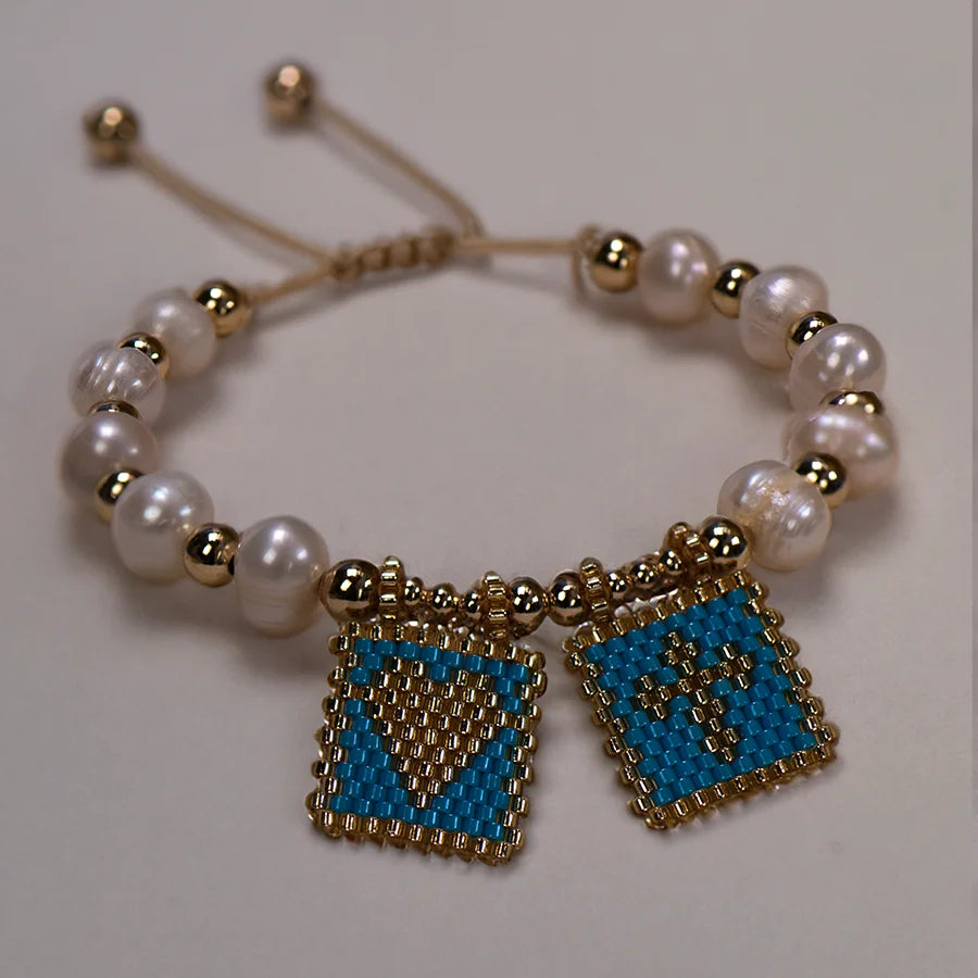 Woven Pearl Cross Heart Bracelet Beaded Miyuki Boho Christian Religious Charm Jewelry Womens 2025 um Fashion Love Blessing Gift