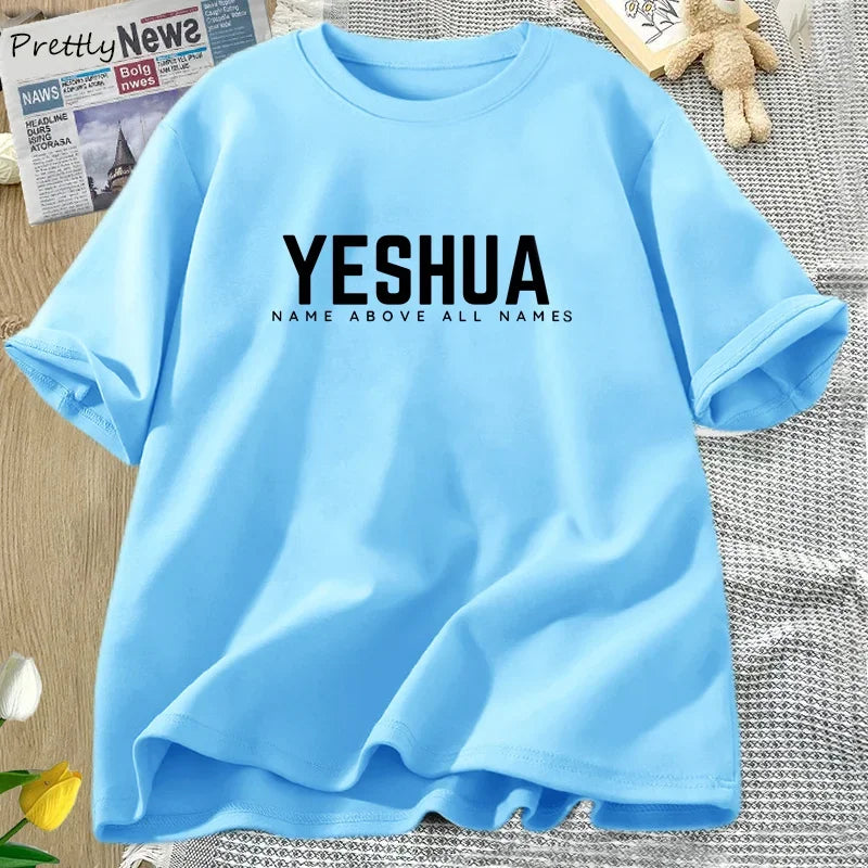Vintage Yeshua Christian T-Shirt Women Faith Tshirt Jesus Cotton Short Sleeve Letter Print T Shirt Unisex Streetwear God Tops