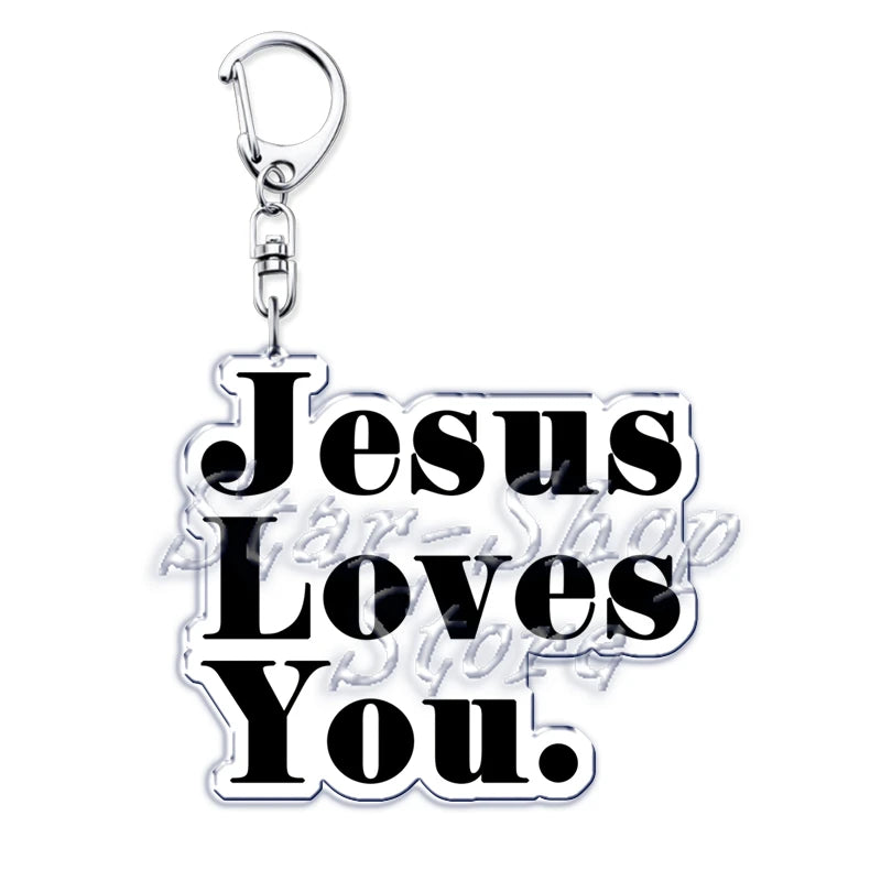Jesus Loves You Letter Keychains Christian God Bible Quote Keyring for Accessories Bag Pendant Key Chain Jewelry Fans Lover Gift