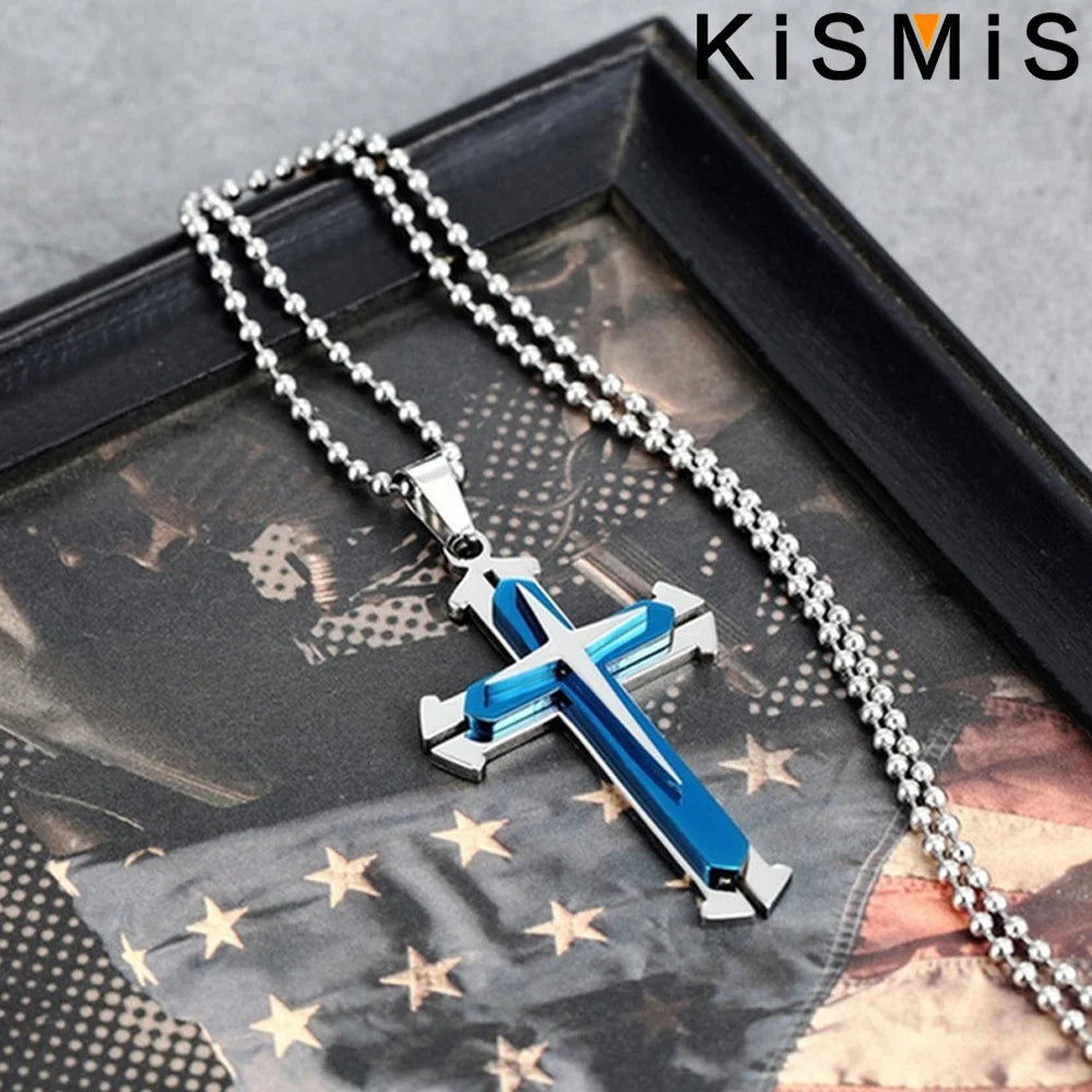 1PC Stainless Steel Cross Necklace Pendant Jewelry