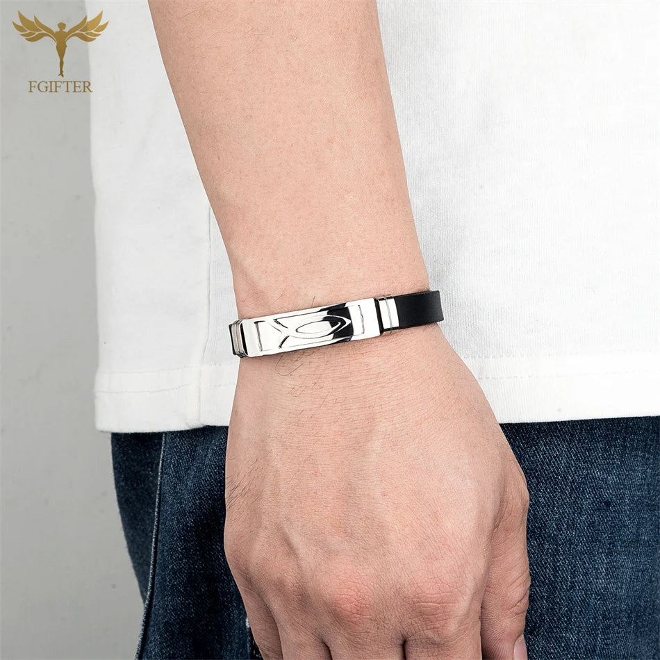 Christian Jesus Fish Cross Bracelet Ichthys Ichtus Symbol Stainless Steel Accessories Silicone Wristband Washable Summer Jewelry