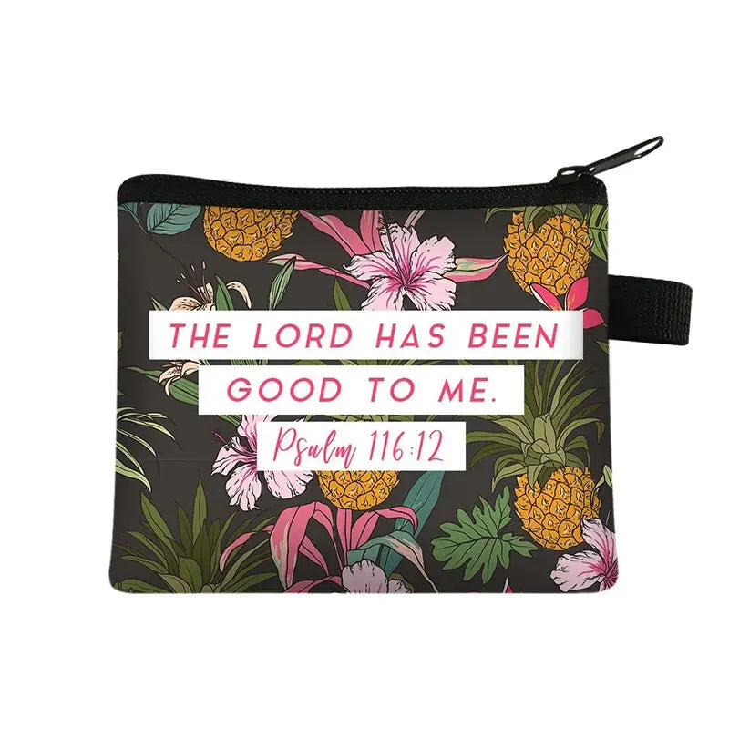 Christian Bible Verse Coin Purse Women Wallet The Lord Sustains Me Money Bag Small Handbag Floral Purses ID Credit Card Holder