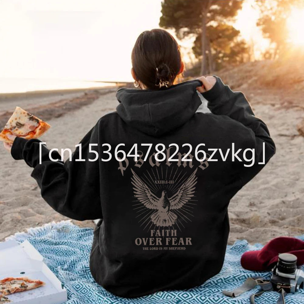 Faith Over Fear Hoodie Bible Verse Shirt Christian Clothes Christian Merch Jesus Is King Motivational Sweater Religious Hoodies