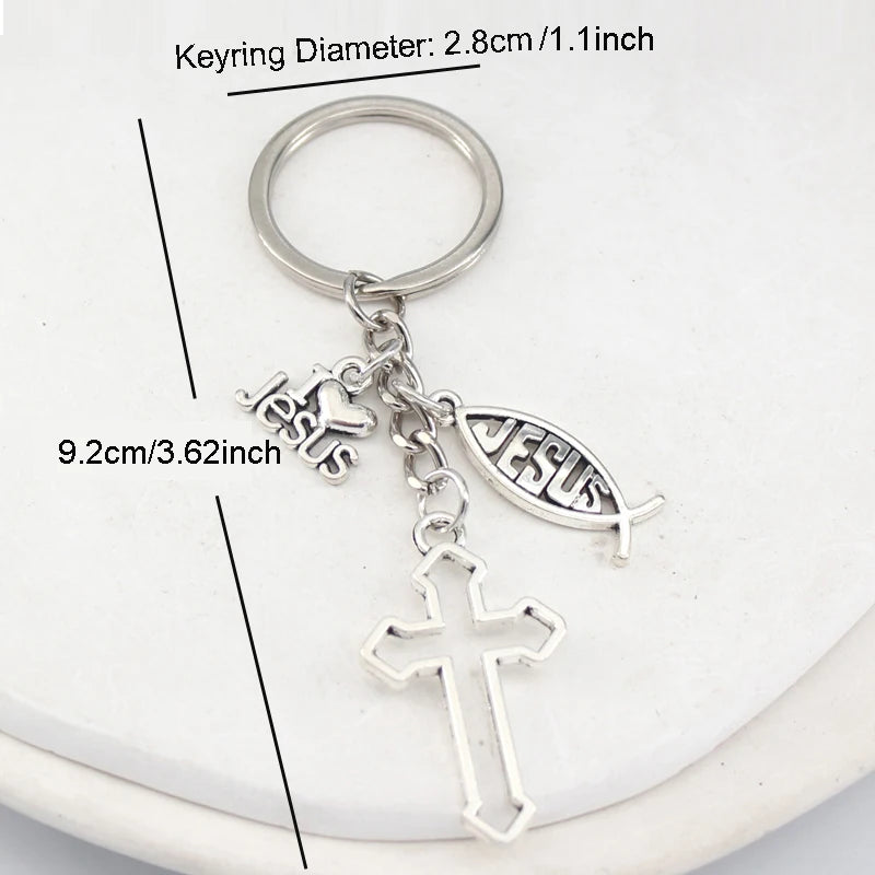New Arrival Jesus Key Chain Grace Cross Faith Keychain Key Ring Holder Bag Pendant Accessory Jewelry Christmas Gifts Women Men