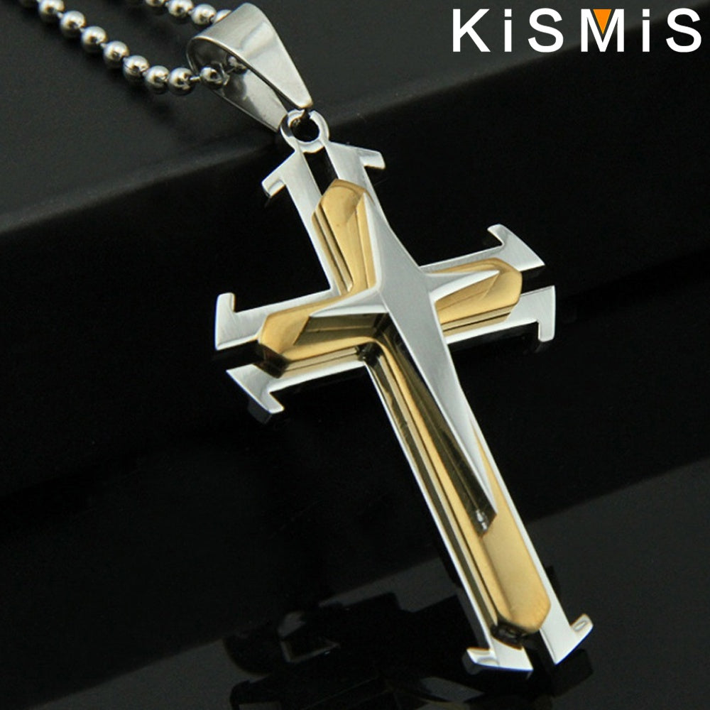 1PC Stainless Steel Cross Necklace Pendant Jewelry