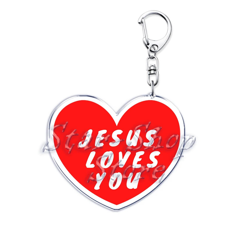 Jesus Loves You Letter Keychains Christian God Bible Quote Keyring for Accessories Bag Pendant Key Chain Jewelry Fans Lover Gift