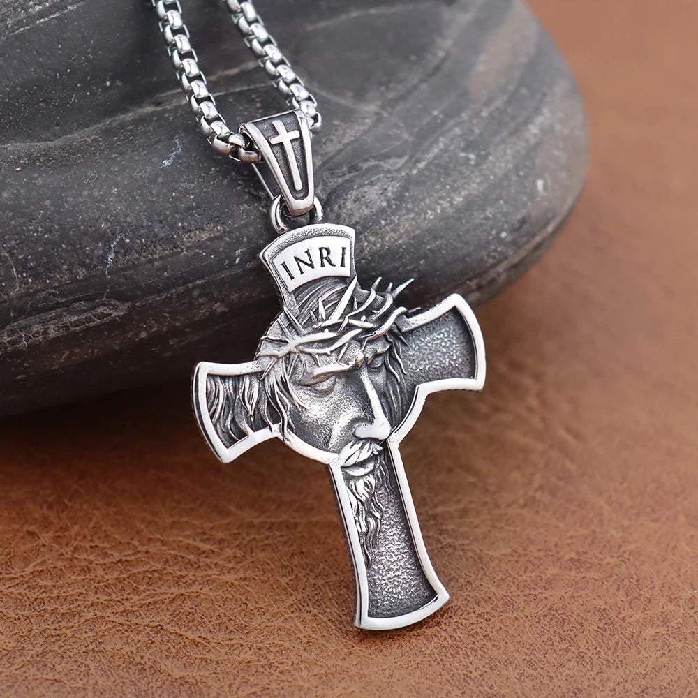 Retro Christian Jesus Cross Trend Classic Pendant Women 316L Stainless Steel Men's Crisscross Necklaces Jewelry Gifts Wholesale