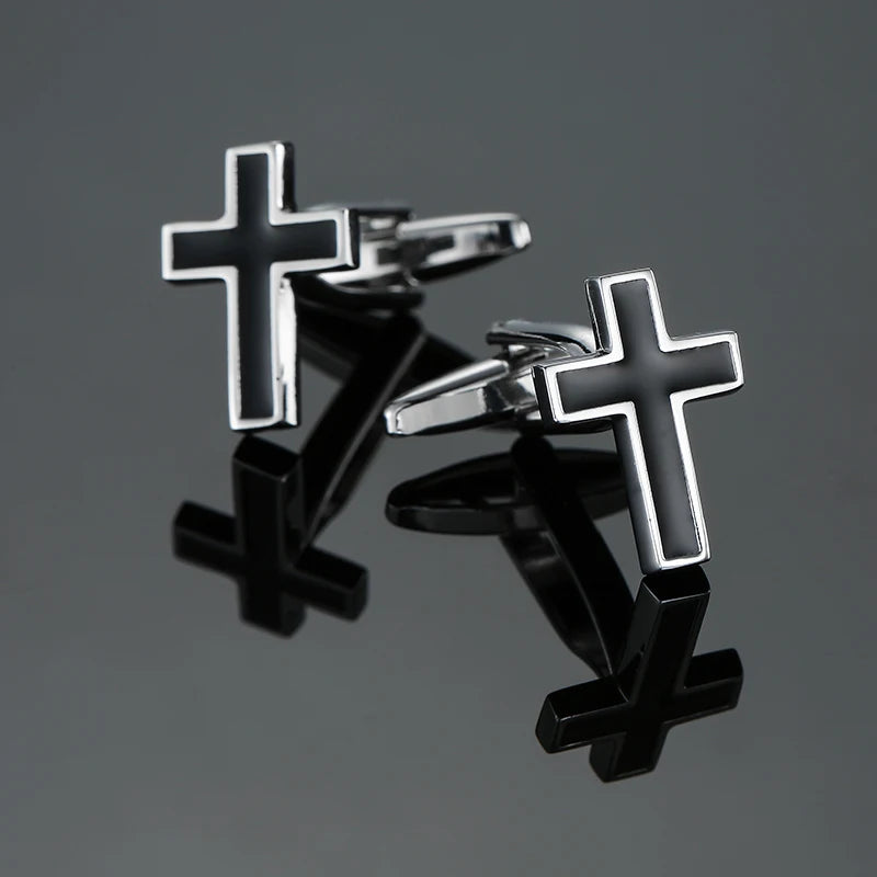 Luxury shirt christians cufflinks for mens gift Brand cuff buttons Iron Cross cuff links Black High Quality abotoaduras Jewelry