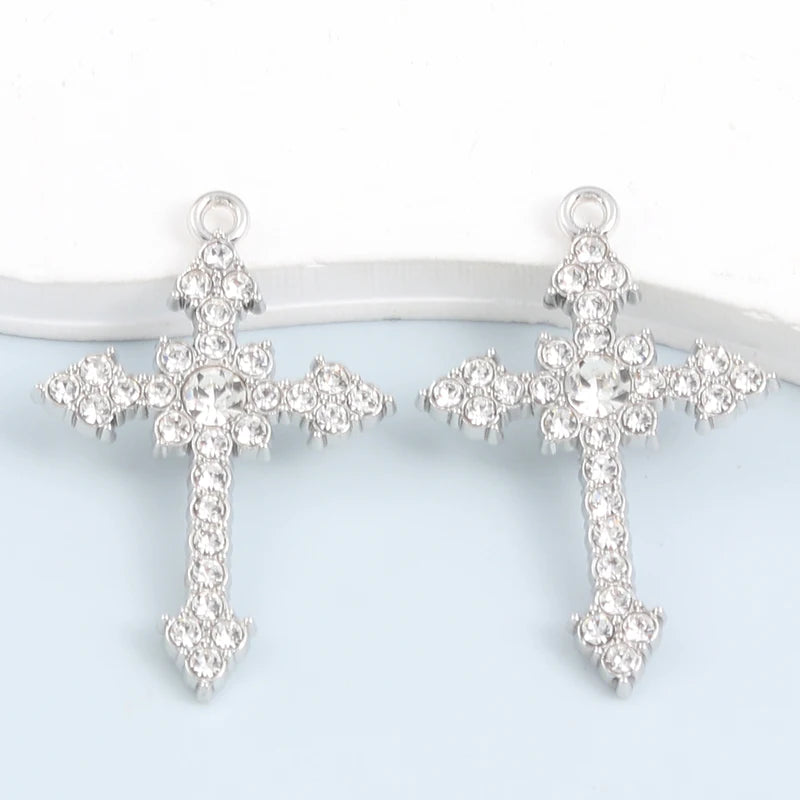 10pcs New Cross Charms Religious Y2K Style Fashion Pendants For Making DIY Jewelry Handmade Findings Accessories Necklace Crafts