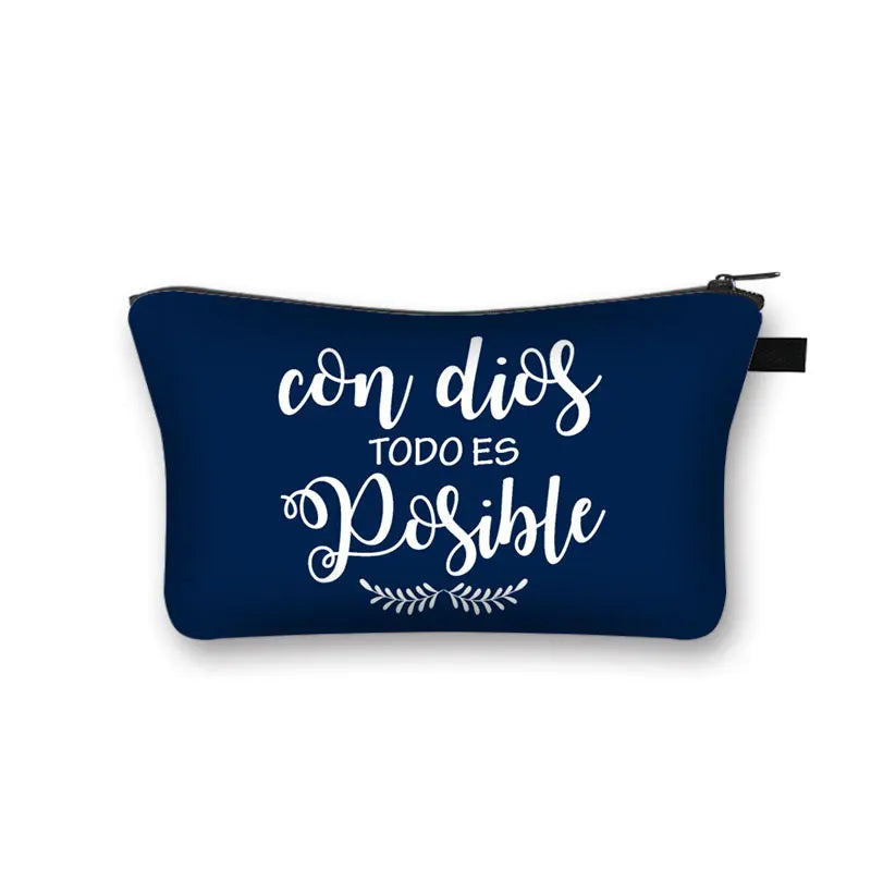 Christian Bible Verse in Spanish Cosmetic Case Con Dios Todo Es Posible Makeup Bag Dios Es Amor Beauty Bag Wash Bag Cosmetic Bag
