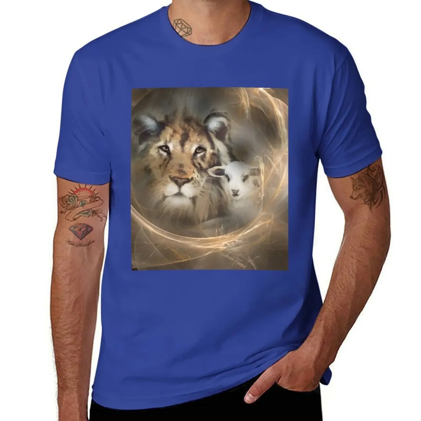 Lion Lamb Christ Jesus Christian Spirituality Gifts Popular Best Selling Beautiful Men's T Shirts