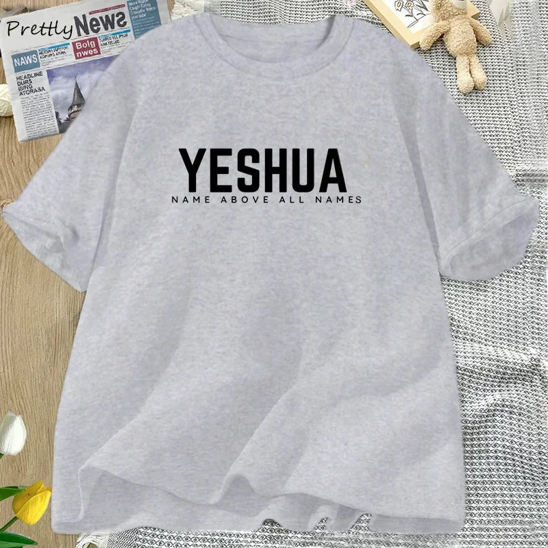 Vintage Yeshua Christian T-Shirt Women Faith Tshirt Jesus Cotton Short Sleeve Letter Print T Shirt Unisex Streetwear God Tops