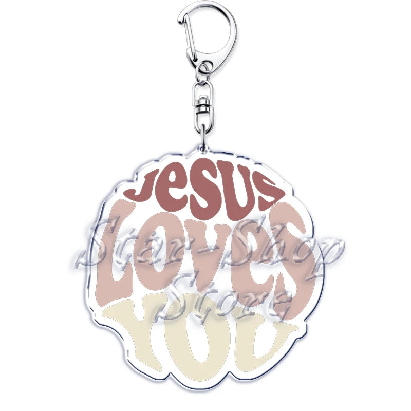 Jesus Loves You Letter Keychains Christian God Bible Quote Keyring for Accessories Bag Pendant Key Chain Jewelry Fans Lover Gift