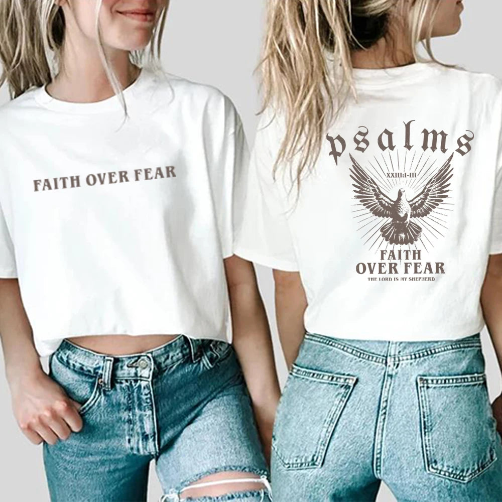 Faith Over Fear T Shirt Bible Verse Tshirt Christian Clothes Christian Merch Jesus Is King Motivational Shirt Religious Tee