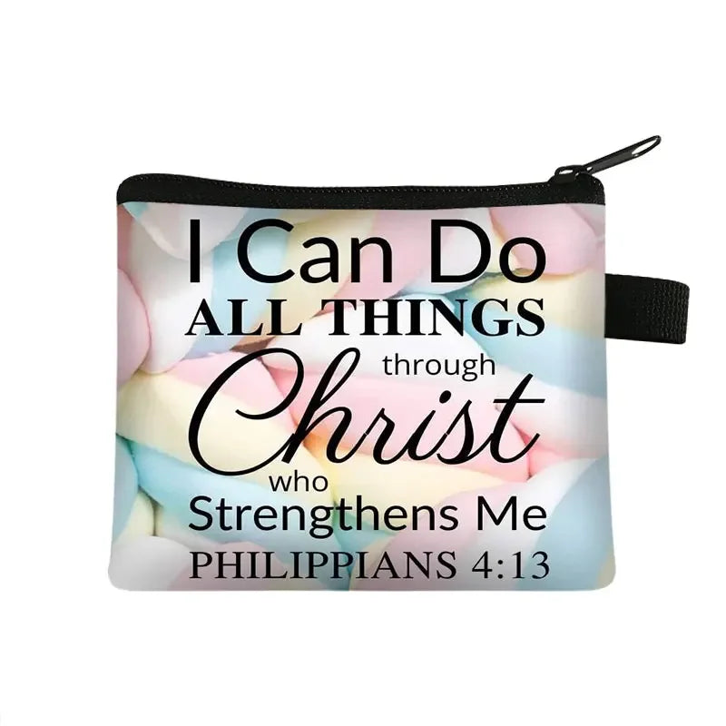 Christian Bible Verse Coin Purse Women Wallet The Lord Sustains Me Money Bag Small Handbag Floral Purses ID Credit Card Holder