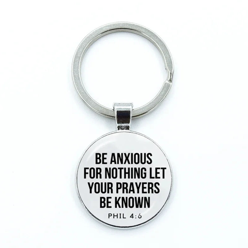 Bible Verse Key Chains Faith Keychain Glass Cabochon KeyRing Bag Car Scripture Quote Christian Key Chain Inspirational Jewelry