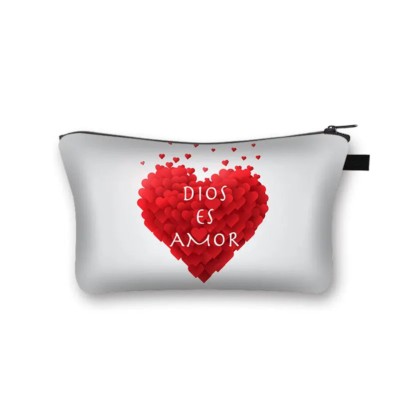 Christian Bible Verse in Spanish Cosmetic Case Con Dios Todo Es Posible Makeup Bag Dios Es Amor Beauty Bag Wash Bag Cosmetic Bag