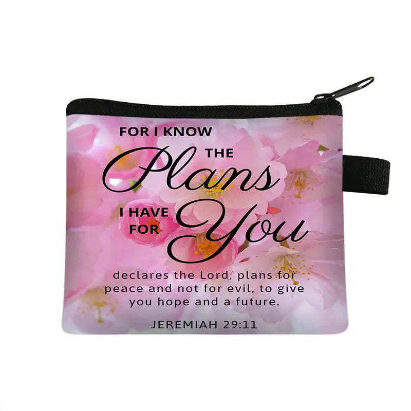 Christian Bible Verse Coin Purse Women Wallet The Lord Sustains Me Money Bag Small Handbag Floral Purses ID Credit Card Holder