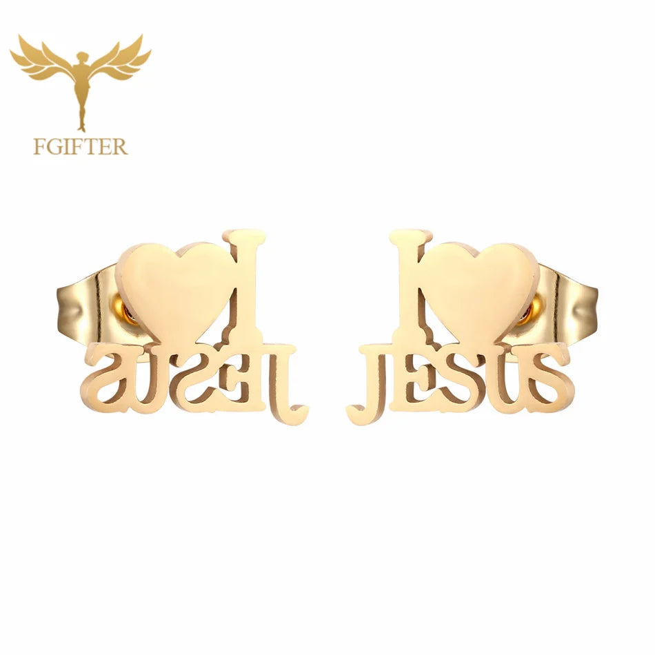 12 Pairs Pack Stainless Steel Earrings Set Cross Jesus Ear Studs Piercing Jewelry Wholesale Christian Catholicism Accessories