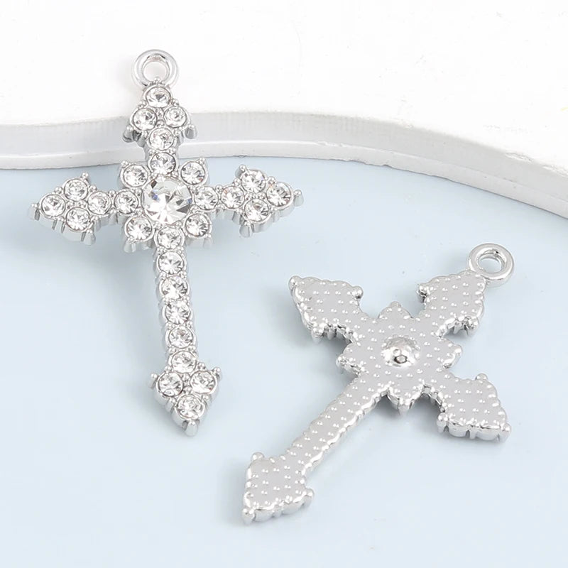 10pcs New Cross Charms Religious Y2K Style Fashion Pendants For Making DIY Jewelry Handmade Findings Accessories Necklace Crafts