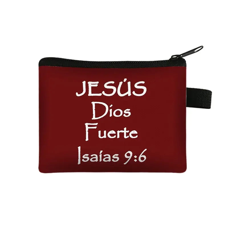 Bible Verse in Spanish Wallet Women Coin Purse Christian Gift Con Dios Todo Es Posible Money Bag Dios Es Amor Small Purses