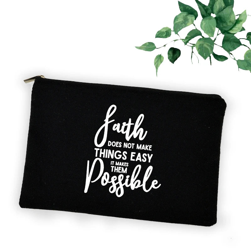 Cross Jesus Faith Christian Cosmetic Bag Girl Lipstick Bags Women Make Up Organizer Pouch Toiletry Case Pencil Bag Easter Gifts