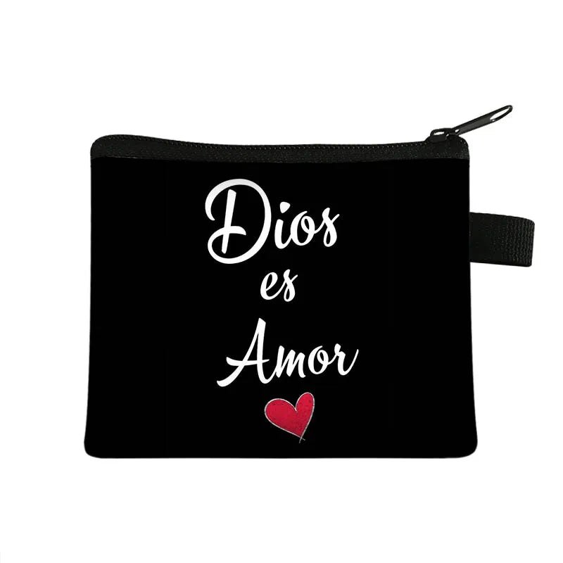 Christian Gift Bible Verse Wallet  Women Coin Purse Con Dios Todo Es Posible Money Bag Small Handbag Floral Purses