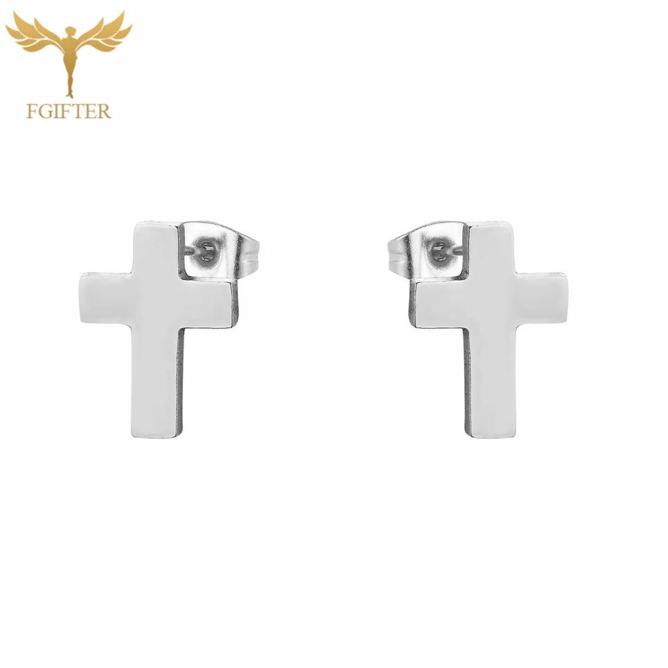 12 Pairs Pack Stainless Steel Earrings Set Cross Jesus Ear Studs Piercing Jewelry Wholesale Christian Catholicism Accessories