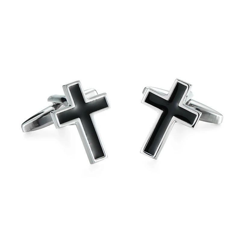 Luxury shirt christians cufflinks for mens gift Brand cuff buttons Iron Cross cuff links Black High Quality abotoaduras Jewelry
