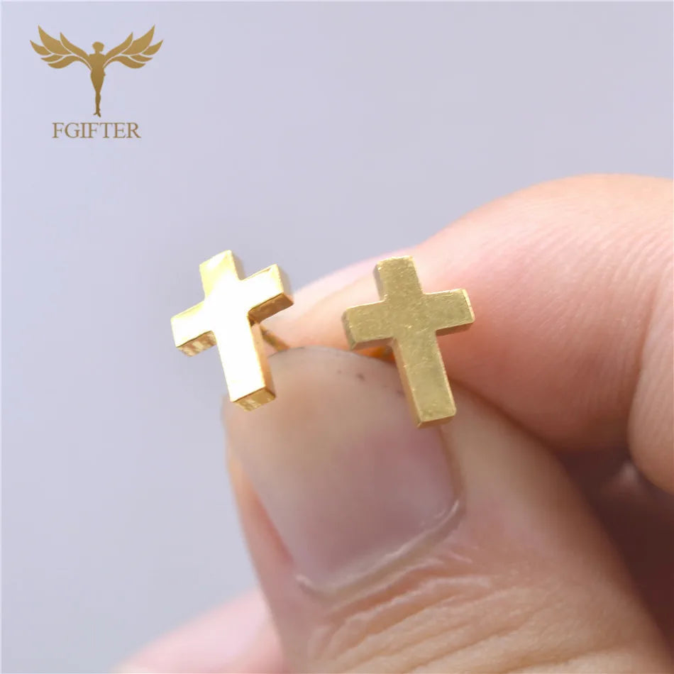 12 Pairs Pack Stainless Steel Earrings Set Cross Jesus Ear Studs Piercing Jewelry Wholesale Christian Catholicism Accessories