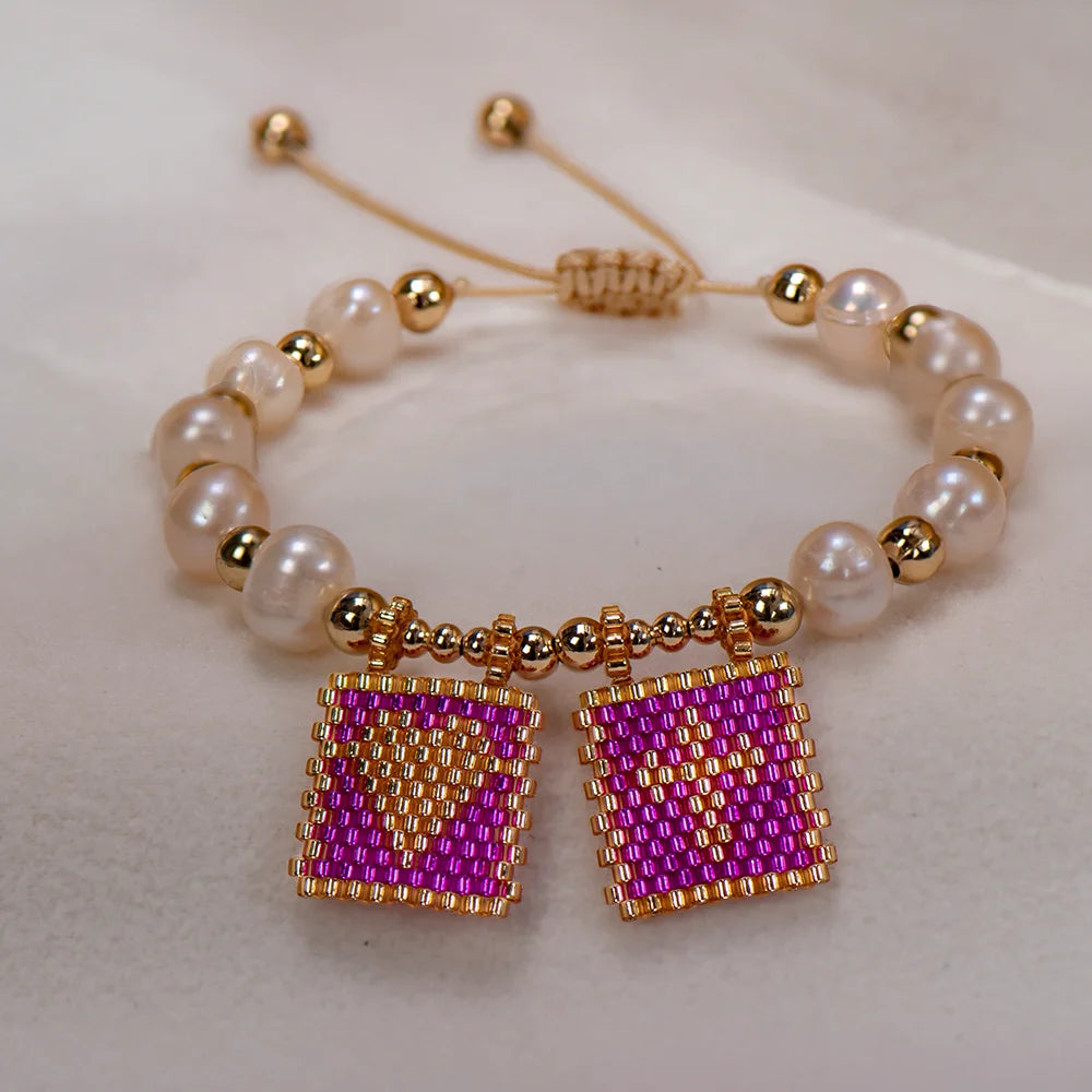 Woven Pearl Cross Heart Bracelet Beaded Miyuki Boho Christian Religious Charm Jewelry Womens 2025 um Fashion Love Blessing Gift