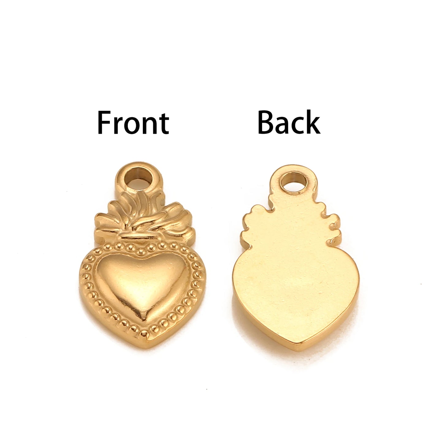 3Pc/Lot Christian Amulet Pendants Stainless Steel Sacred Heart Charms Flame Love Heart DIY Necklace Earring Jewelry Accessories