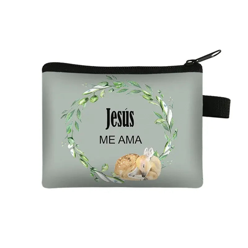 Bible Verse in Spanish Wallet Women Coin Purse Christian Gift Con Dios Todo Es Posible Money Bag Dios Es Amor Small Purses