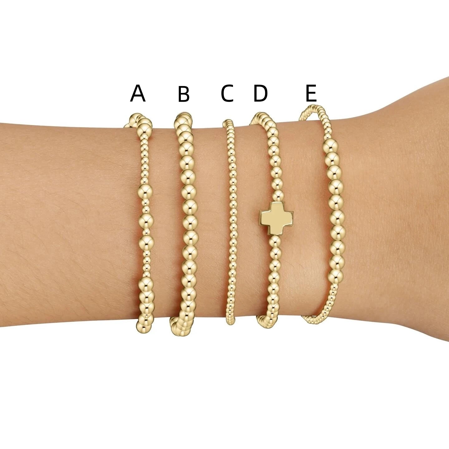 Bracelet 18 K Gold Plated Christian Cross Beads Bracelets Woman Luxury Designer Jewelry
