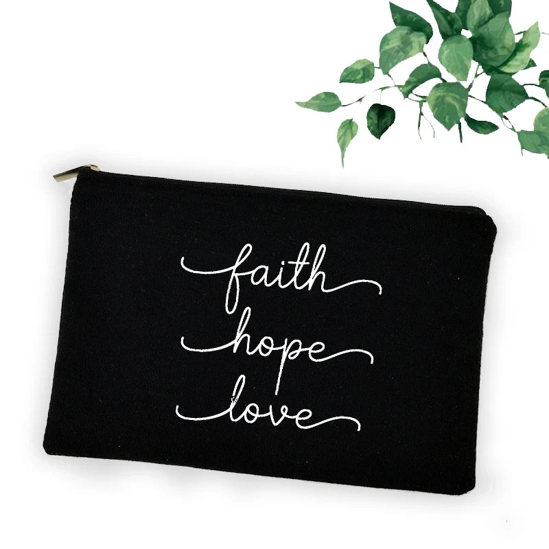 Cross Jesus Faith Christian Cosmetic Bag Girl Lipstick Bags Women Make Up Organizer Pouch Toiletry Case Pencil Bag Easter Gifts