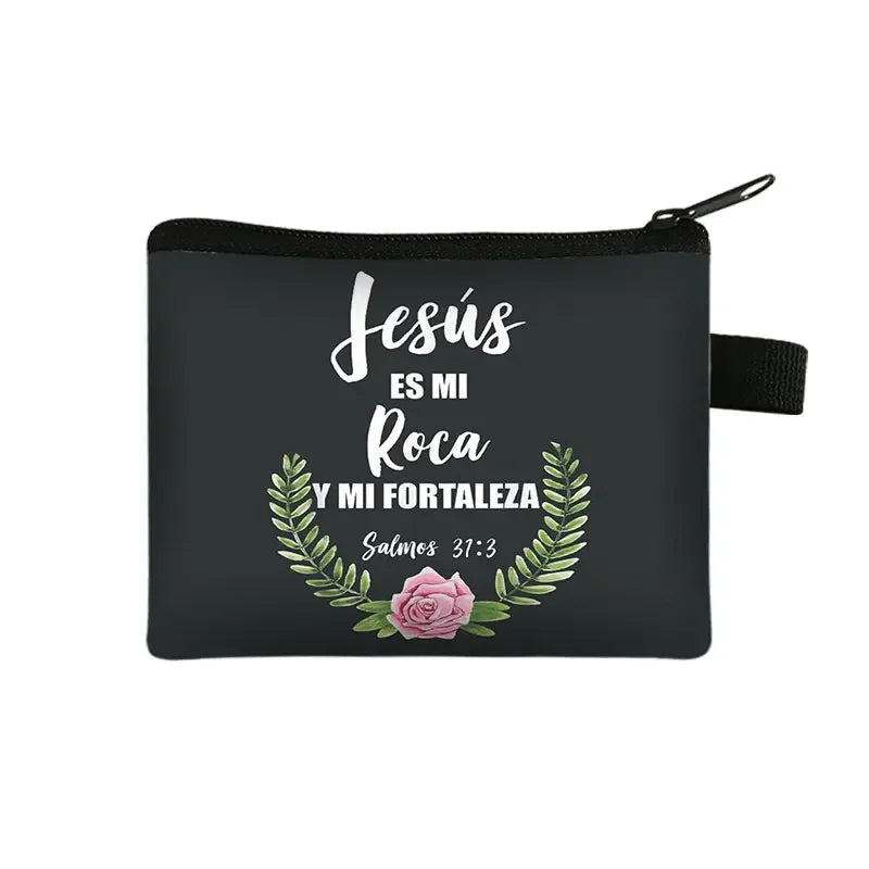 Bible Verse in Spanish Wallet Women Coin Purse Christian Gift Con Dios Todo Es Posible Money Bag Dios Es Amor Small Purses
