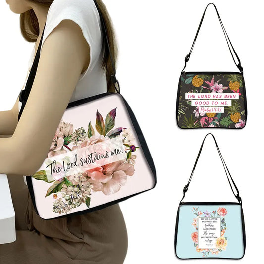 Christian Bible Verse Shoulder Bags He Will Sustain You Women Handbags Casual Clutch Travel Bag Religious Purse Holder Bags Gift