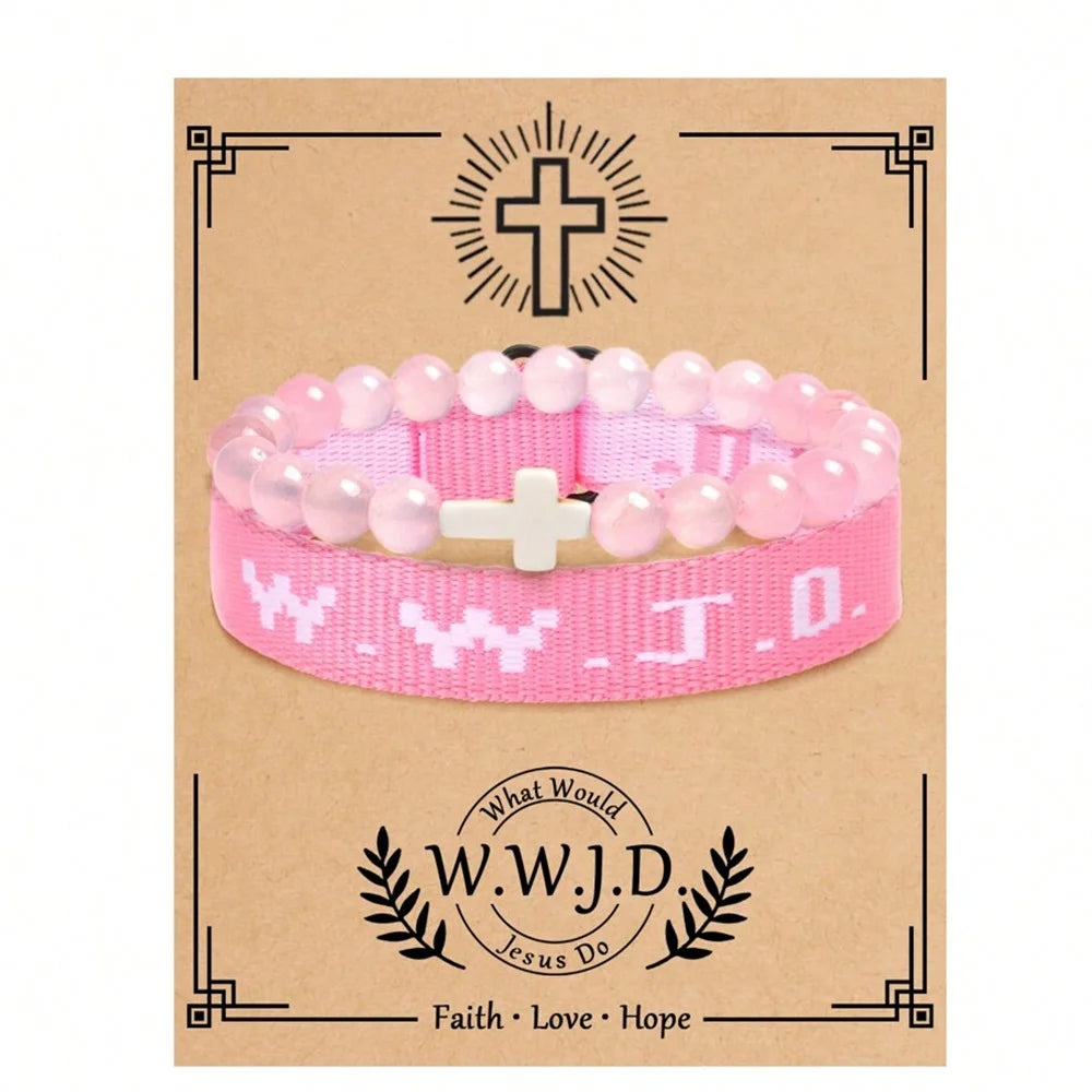2pc what would jesus do wwjd bracelets pack hwlf w.w.j.d bracelet he would love first elevated faith christian cross gifts
