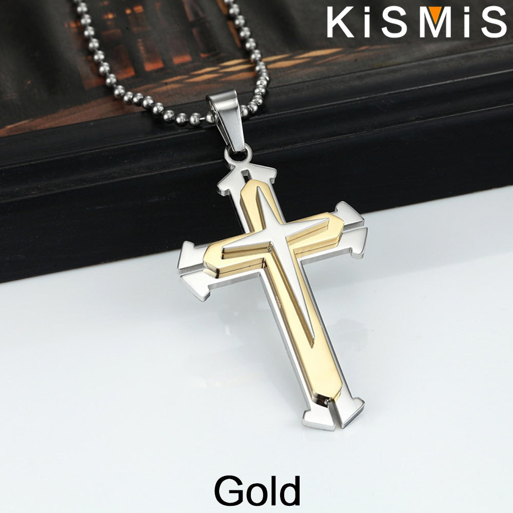1PC Stainless Steel Cross Necklace Pendant Jewelry