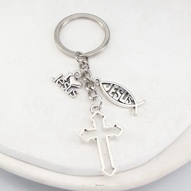 New Arrival Jesus Key Chain Grace Cross Faith Keychain Key Ring Holder Bag Pendant Accessory Jewelry Christmas Gifts Women Men
