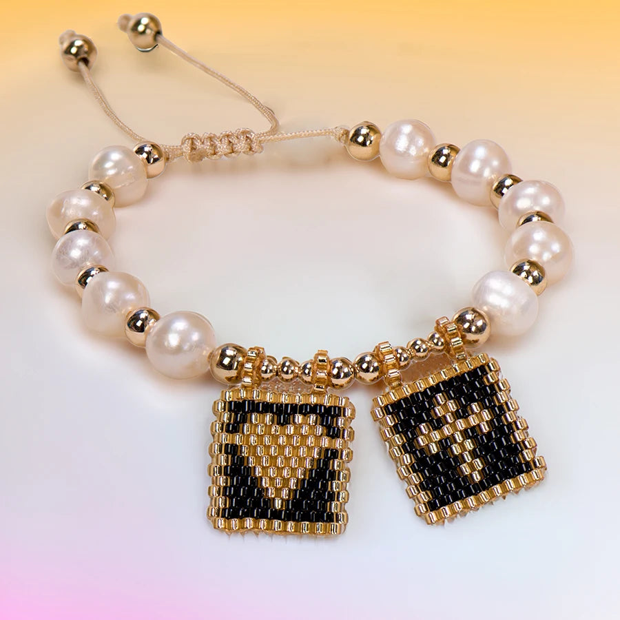 Woven Pearl Cross Heart Bracelet Beaded Miyuki Boho Christian Religious Charm Jewelry Womens 2025 um Fashion Love Blessing Gift