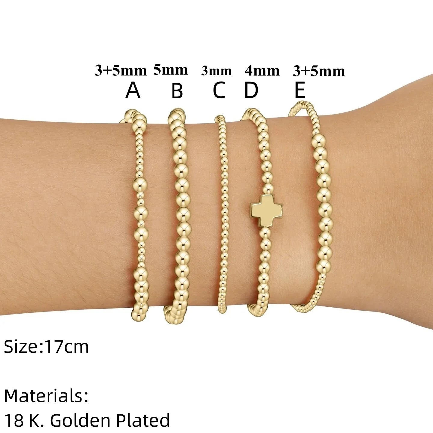 Bracelet 18 K Gold Plated Christian Cross Beads Bracelets Woman Luxury Designer Jewelry
