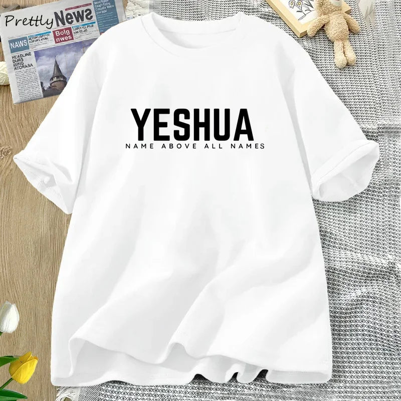 Vintage Yeshua Christian T-Shirt Women Faith Tshirt Jesus Cotton Short Sleeve Letter Print T Shirt Unisex Streetwear God Tops